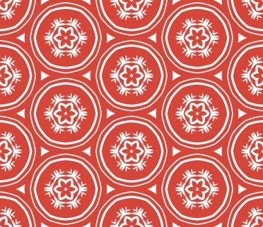 Çizgi film jeo-kusursuz desen. Sonsuz geometrik arkaplan düz stilde. Kaplama ambalaj kağıdı, mozaik kapak, kart. Vektör illüstrasyonu.   