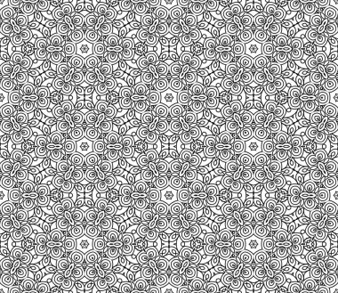 Süslü mandala ile kusursuz bir şablon. Soyut yuvarlak karalama çiçek arkaplanı. Çiçekli geometrik çember. Vektör illüstrasyonu.   