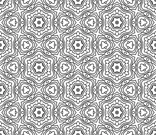 Абстрактная Тонкая Линия Курчавая Бесшовная Схема Линейный Декоративный Геометрический Фон — стоковый вектор