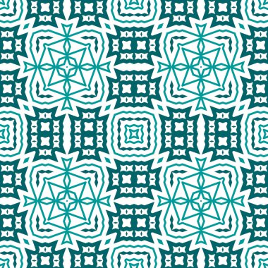 Çizgi film geometrik doğrusal kusursuz desen. Farklı coğrafi şekillere sahip fantezi doğulu mozaik arka plan. Arabesk kiremit ambalaj kağıdı. Vektör illüstrasyonu.      