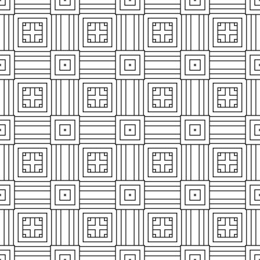 Soyut ince çizgi işaretlenmiş geometrik dikişsiz desen. Çizgili kare mozaik, fayans arkaplan, ambalaj kağıdı. Vektör illüstrasyonu.          