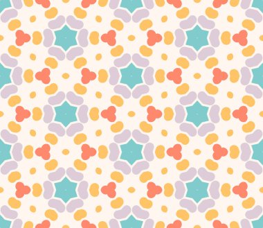 Renkli, soyut, kusursuz mozaik desen. Fayanssal geometrik arka plan. Paket kağıdı. Vektör illüstrasyonu.        