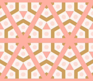 Soyut geometrik dikişsiz desen. Süslü geometrik arka plan. Mozaik, kuyruk. Paket kağıdı. Vektör illüstrasyonu.          