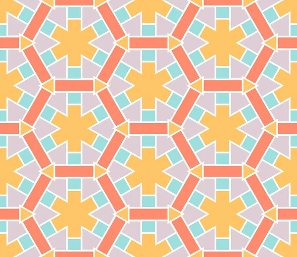 Soyut geometrik dikişsiz desen. Süslü geometrik arka plan. Mozaik, kuyruk. Paket kağıdı. Vektör illüstrasyonu.          