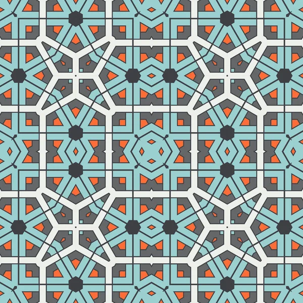 Soyut geometrik dikişsiz desen. Süslü geometrik arka plan. Mozaik, kuyruk. Paket kağıdı. Vektör illüstrasyonu.          