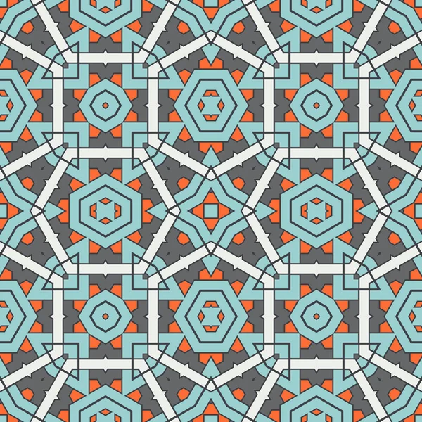 Soyut geometrik dikişsiz desen. Süslü geometrik arka plan. Mozaik, kuyruk. Paket kağıdı. Vektör illüstrasyonu.          