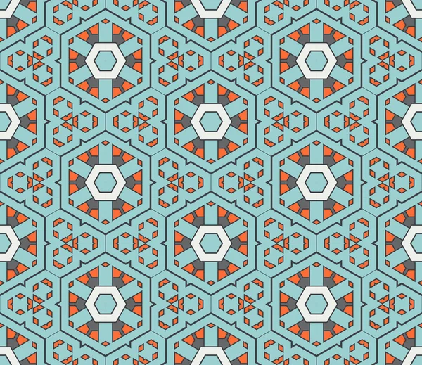 Soyut geometrik dikişsiz desen. Süslü geometrik arka plan. Mozaik, kuyruk. Paket kağıdı. Vektör illüstrasyonu.          