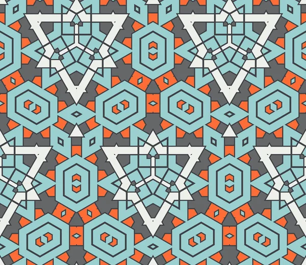 Soyut geometrik dikişsiz desen. Süslü geometrik arka plan. Mozaik, kuyruk. Paket kağıdı. Vektör illüstrasyonu.          