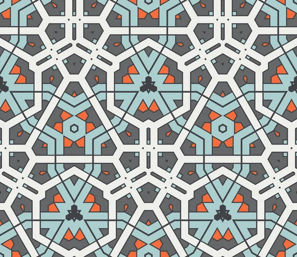 Soyut geometrik dikişsiz desen. Süslü geometrik arka plan. Mozaik, kuyruk. Paket kağıdı. Vektör illüstrasyonu.          