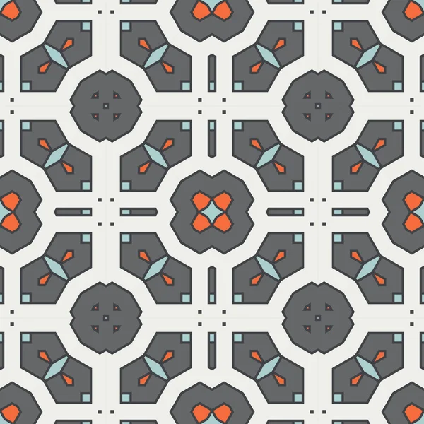 Soyut geometrik dikişsiz desen. Süslü geometrik arka plan. Mozaik, kuyruk. Paket kağıdı. Vektör illüstrasyonu.          