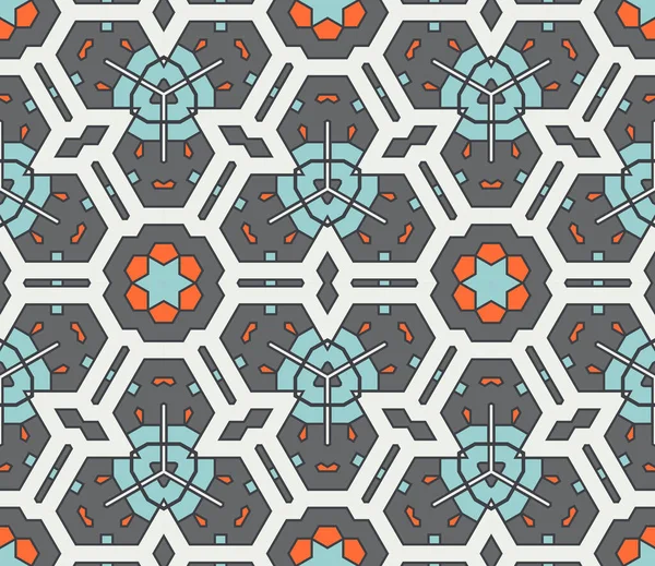 Soyut geometrik dikişsiz desen. Süslü geometrik arka plan. Mozaik, kuyruk. Paket kağıdı. Vektör illüstrasyonu.          