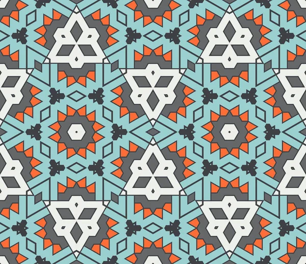 Soyut geometrik dikişsiz desen. Süslü geometrik arka plan. Mozaik, kuyruk. Paket kağıdı. Vektör illüstrasyonu.          