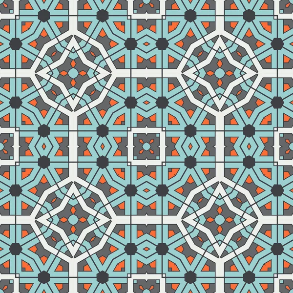 Soyut geometrik dikişsiz desen. Süslü geometrik arka plan. Mozaik, kuyruk. Paket kağıdı. Vektör illüstrasyonu.          