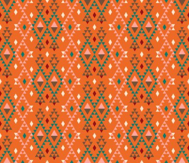 Farklı şekillere sahip soyut geometrik dikişsiz desen. Üçgenler, eşkenarlar, çizgiler. Vektör illüstrasyonu. 