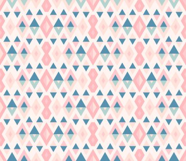 Farklı şekillere sahip soyut geometrik dikişsiz desen. Üçgenler, eşkenarlar, çizgiler. Vektör illüstrasyonu. 