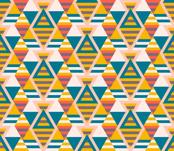 Farklı şekillere sahip soyut geometrik dikişsiz desen. Üçgenler, eşkenarlar, çizgiler. Vektör illüstrasyonu. 