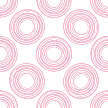 Çemberleri ve halkaları olan soyut, pürüzsüz desen. Geometrik arkaplan. Vektör illüstrasyonu.  