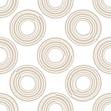 Çemberleri ve halkaları olan soyut, pürüzsüz desen. Geometrik arkaplan. Vektör illüstrasyonu. 
