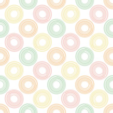  Çemberleri ve halkaları olan soyut yuvarlak, pürüzsüz desen. Vektör illüstrasyonu. 