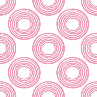 Çemberleri ve halkaları olan soyut yuvarlak, pürüzsüz desen. Vektör illüstrasyonu. 