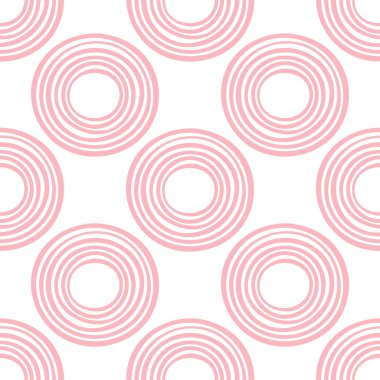 Çemberleri ve halkaları olan soyut yuvarlak, pürüzsüz desen. Vektör illüstrasyonu. 