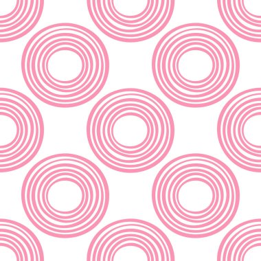 Çemberleri ve halkaları olan soyut yuvarlak, pürüzsüz desen. Vektör illüstrasyonu. 