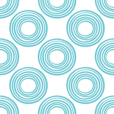 Çemberleri ve halkaları olan soyut yuvarlak, pürüzsüz desen. Vektör illüstrasyonu. 