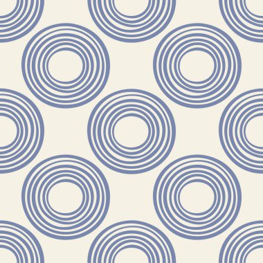 Çemberleri ve halkaları olan soyut yuvarlak, pürüzsüz desen. Vektör illüstrasyonu. 