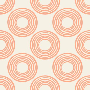 Çemberleri ve halkaları olan soyut yuvarlak, pürüzsüz desen. Vektör illüstrasyonu. 