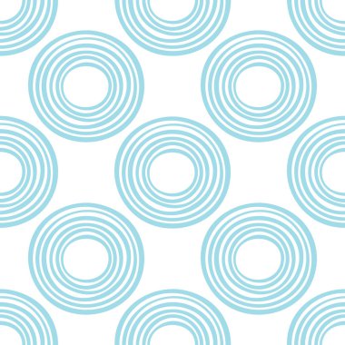 Çemberleri ve halkaları olan soyut yuvarlak, pürüzsüz desen. Vektör illüstrasyonu. 