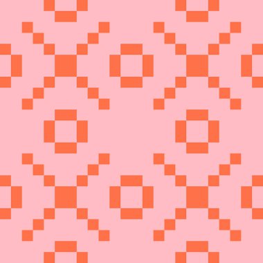 Soyut piksel sanat arka planı, geometrik dikişsiz desen. Vektör illüstrasyonu.