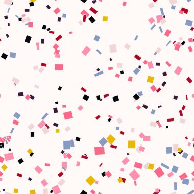 Renkli kaotik küçük kareleri olan soyut, pürüzsüz bir desen. Sonsuz geometrik desen. Vektör illüstrasyonu.     