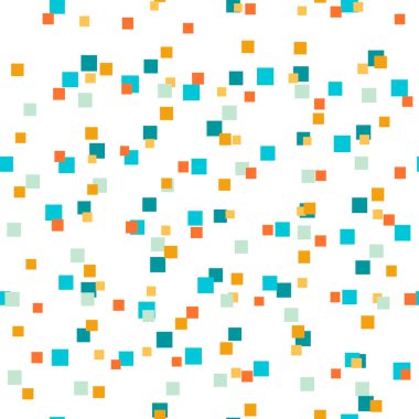 Renkli kaotik küçük kareleri olan soyut, pürüzsüz bir desen. Sonsuz geometrik desen. Vektör illüstrasyonu.       