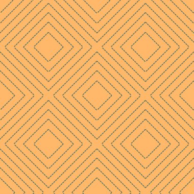 Doğrusal noktalı eşkenar dörtgenlerle soyut, dikişsiz desen. Geometrik nakış arka planı. Vektör illüstrasyonu.