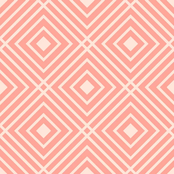 可爱的粉色线格子无缝图案 具有线性正方形的几何背景 包装纸的基本现代背景 矢量说明 — 图库矢量图片
