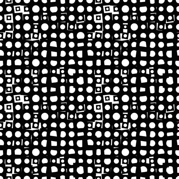 Black White Seamless Pattern Grunge Halftone Squares Dots Dotted Texture — Stock Vector