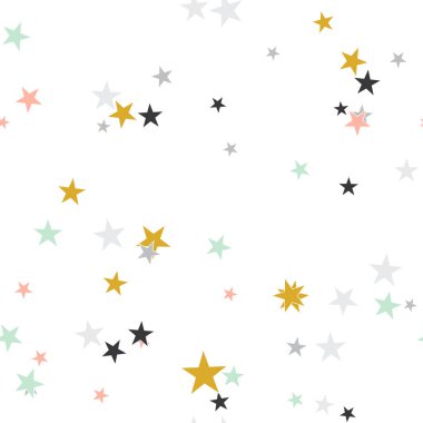 Yıldızlı kusursuz soyut bir arkaplan. Sonsuz dağınık geometrik desen. Vektör illüstrasyonu.    