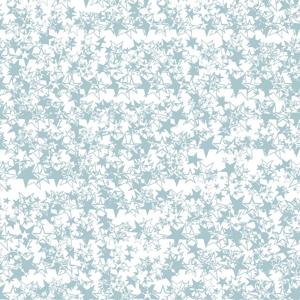 白を基調としたパステルブルーの星のグレーとホワイトのシームレスなパターン 細い線の星と祭りのテクスチャ ベクターイラスト — ストックベクタ