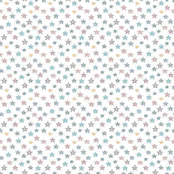 Seamless Pattern Hand Drawn Stars White Background Sky Background Vector — Stock Vector