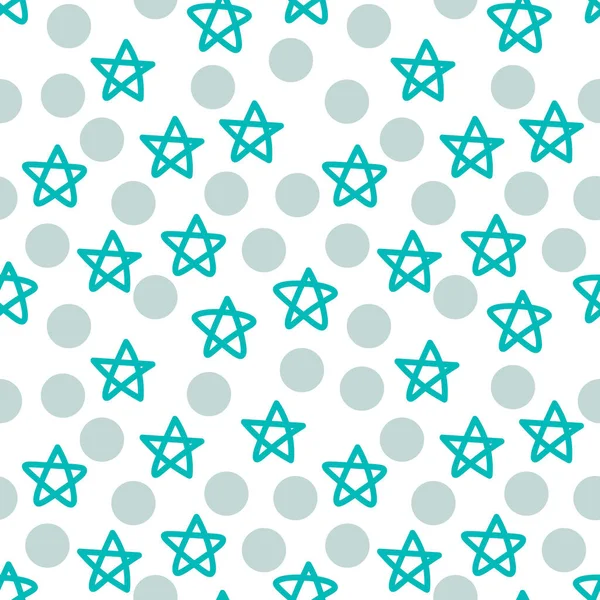 Patrón Sin Costura Abstracto Con Círculos Estrellas Sobre Fondo Blanco — Archivo Imágenes Vectoriales