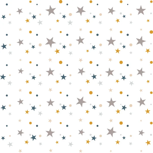 Цветной Праздничный Бесшовный Узор Абстрактный Фон Кругами Звездами Белом Конфетти — стоковый вектор