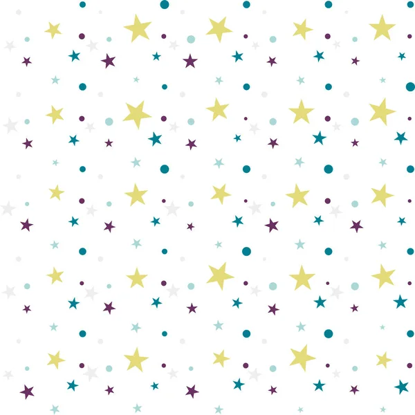 Πολύχρωμο Εορταστική Απρόσκοπτη Μοτίβο Αφηρημένη Φόντο Κύκλους Και Αστέρια Λευκό — Διανυσματικό Αρχείο