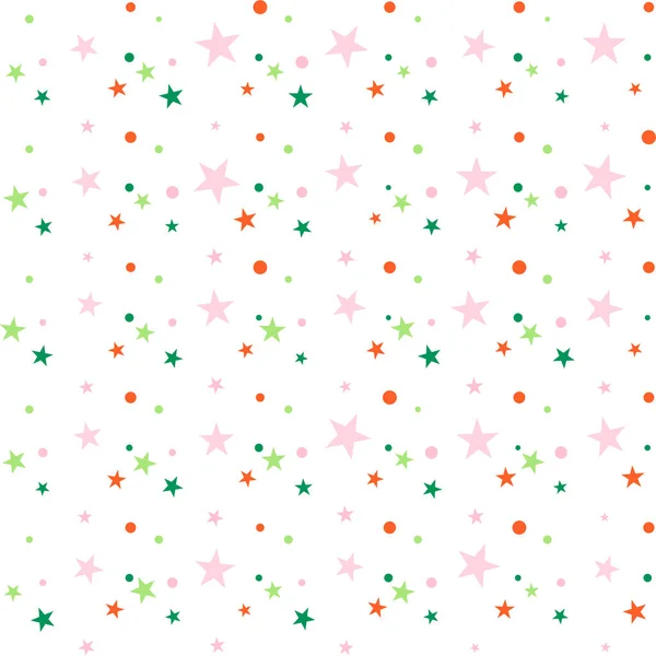 stock vector Colorful festive seamless pattern, abstract background with circles and stars on white. Infinity confetti geometric pattern. Wrapping paper. Vector illustration. 