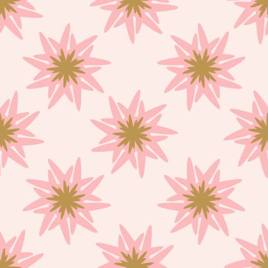 Sevimli, renkli, soyut, dikişsiz bir yıldız deseni. Puantiyeli arka plan. Vektör illüstrasyonu.  