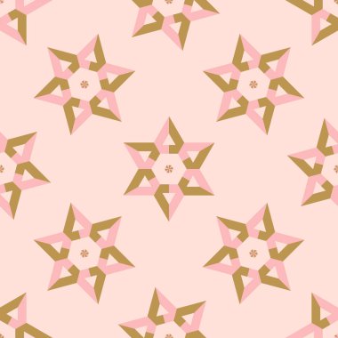 Yıldızlı soyut geometrik kusursuz desen. Döşeme arkaplanı. Farklı şekillerde sonsuzluk ambalaj kağıtları. Yaratıcı doku. Vektör illüstrasyonu.     