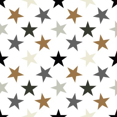 Beyaz zemin üzerinde yıldızlar olan kusursuz desen. Vektör illüstrasyonu.