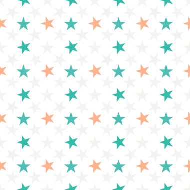 Beyaz zemin üzerinde yıldızlar olan kusursuz desen. Vektör illüstrasyonu.