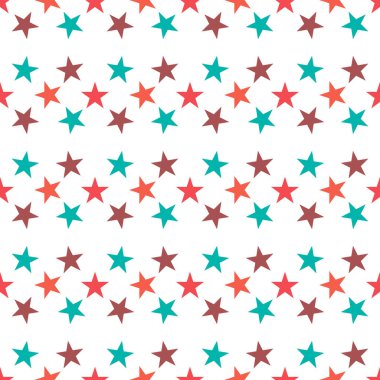 Beyaz zemin üzerinde yıldızlar olan kusursuz desen. Vektör illüstrasyonu.