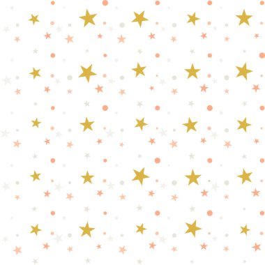 Beyaz üzerinde sevimli, renksiz bir yıldız deseni. Komik bir arka plan, ambalaj kağıdı. Vektör illüstrasyonu. 