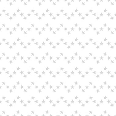 Beyaz arka planda pastel gri elli, kusursuz desen çizilmiş yıldızlar. Gökyüzü arka planı. Güzel ambalaj kağıdı. Vektör illüstrasyonu.